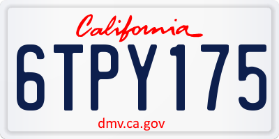 CA license plate 6TPY175
