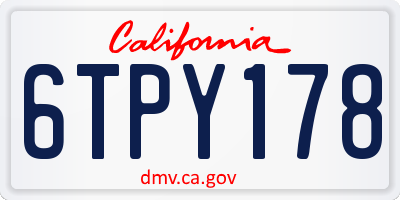 CA license plate 6TPY178
