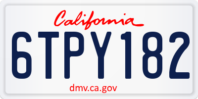 CA license plate 6TPY182