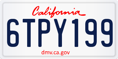 CA license plate 6TPY199