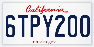 CA license plate 6TPY200