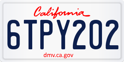 CA license plate 6TPY202