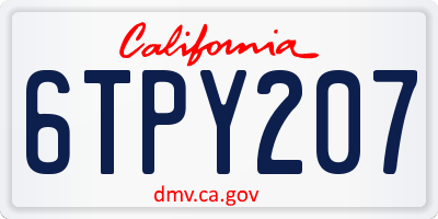 CA license plate 6TPY207