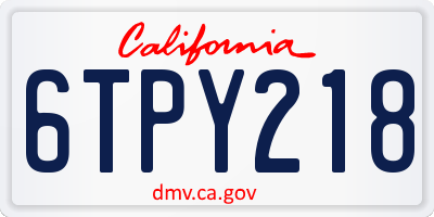 CA license plate 6TPY218