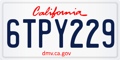 CA license plate 6TPY229