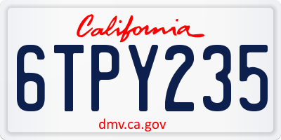 CA license plate 6TPY235