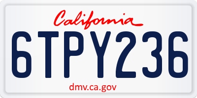 CA license plate 6TPY236