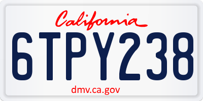 CA license plate 6TPY238