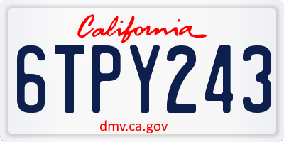 CA license plate 6TPY243