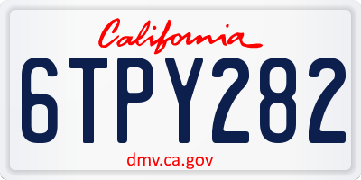 CA license plate 6TPY282