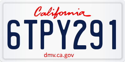 CA license plate 6TPY291