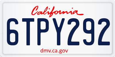 CA license plate 6TPY292