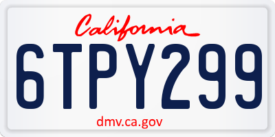 CA license plate 6TPY299