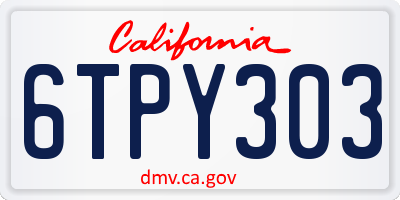 CA license plate 6TPY303