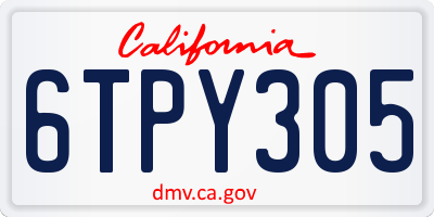 CA license plate 6TPY305