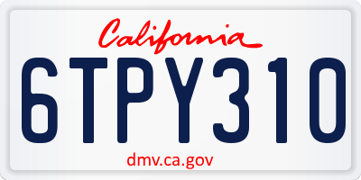 CA license plate 6TPY310