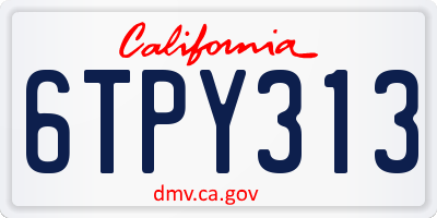 CA license plate 6TPY313