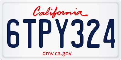 CA license plate 6TPY324
