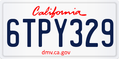 CA license plate 6TPY329