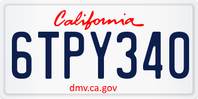 CA license plate 6TPY340