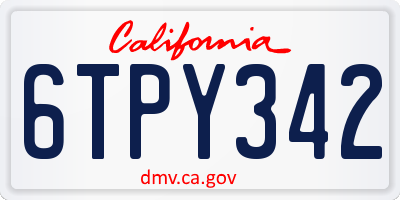CA license plate 6TPY342