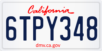 CA license plate 6TPY348