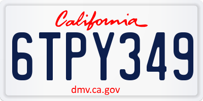 CA license plate 6TPY349