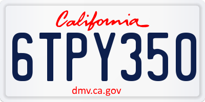 CA license plate 6TPY350