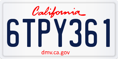 CA license plate 6TPY361