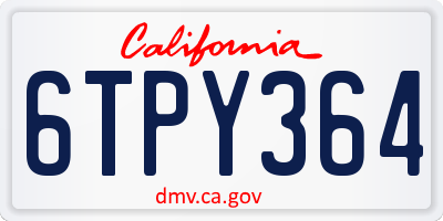 CA license plate 6TPY364