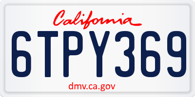 CA license plate 6TPY369