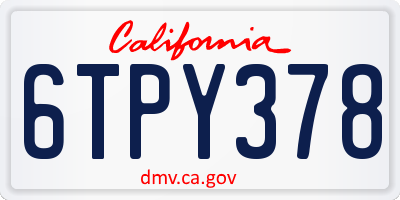 CA license plate 6TPY378