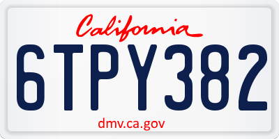 CA license plate 6TPY382