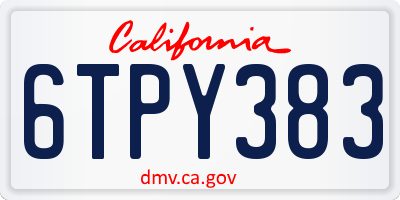 CA license plate 6TPY383