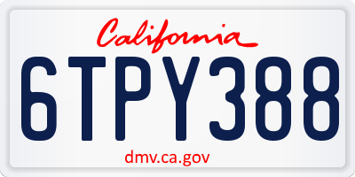 CA license plate 6TPY388