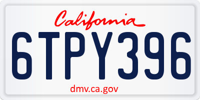 CA license plate 6TPY396