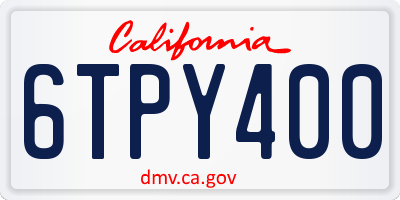 CA license plate 6TPY400