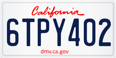 CA license plate 6TPY402
