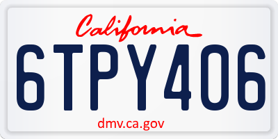 CA license plate 6TPY406