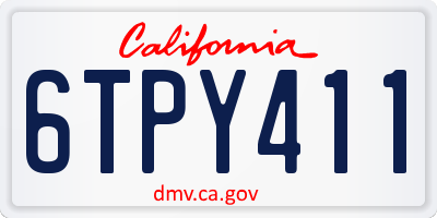 CA license plate 6TPY411