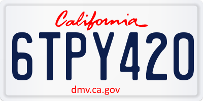 CA license plate 6TPY420