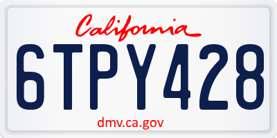 CA license plate 6TPY428