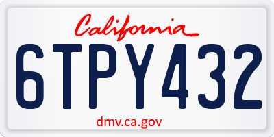 CA license plate 6TPY432