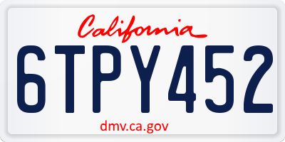 CA license plate 6TPY452