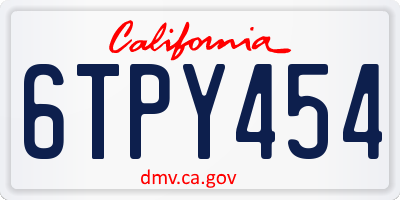 CA license plate 6TPY454