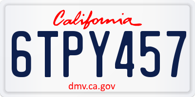CA license plate 6TPY457
