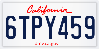CA license plate 6TPY459