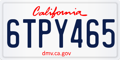 CA license plate 6TPY465