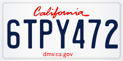 CA license plate 6TPY472