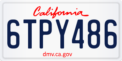 CA license plate 6TPY486